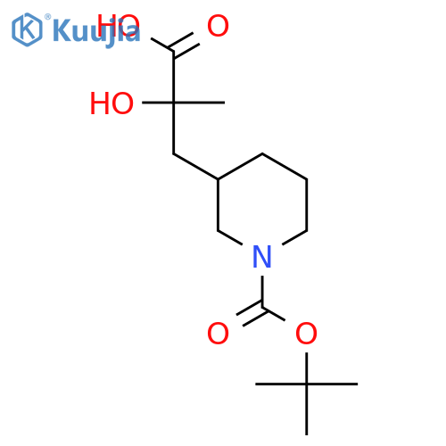 3-{1-(tert-butoxy)carbonylpiperidin-3-yl}-2-hydroxy-2-methylpropanoic acid structure