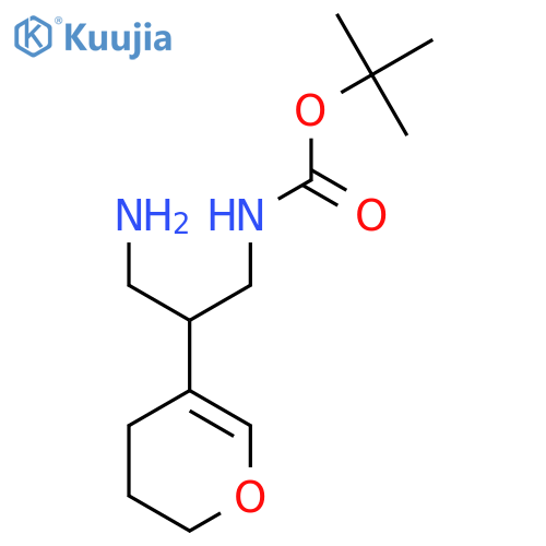 tert-butyl N-3-amino-2-(3,4-dihydro-2H-pyran-5-yl)propylcarbamate structure