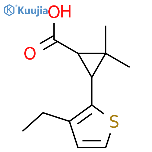 3-(3-ethylthiophen-2-yl)-2,2-dimethylcyclopropane-1-carboxylic acid structure