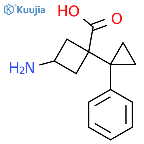 3-amino-1-(1-phenylcyclopropyl)cyclobutane-1-carboxylic acid structure