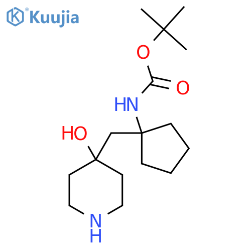 tert-butyl N-{1-(4-hydroxypiperidin-4-yl)methylcyclopentyl}carbamate structure