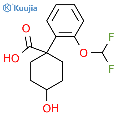 1-2-(difluoromethoxy)phenyl-4-hydroxycyclohexane-1-carboxylic acid structure