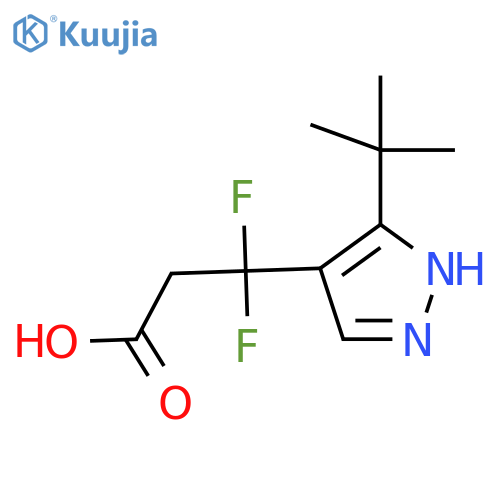 3-(3-tert-butyl-1H-pyrazol-4-yl)-3,3-difluoropropanoic acid structure