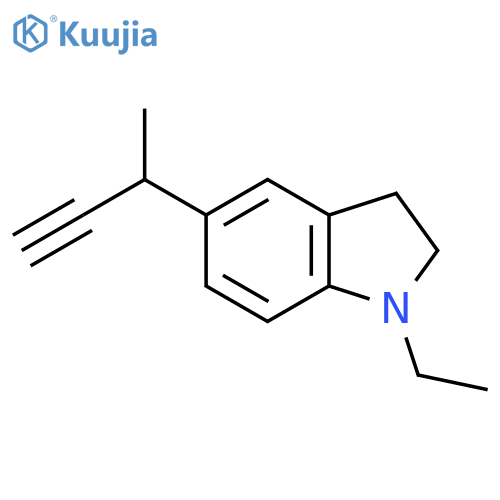 5-(but-3-yn-2-yl)-1-ethyl-2,3-dihydro-1H-indole structure