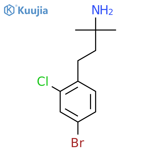 4-(4-bromo-2-chlorophenyl)-2-methylbutan-2-amine structure