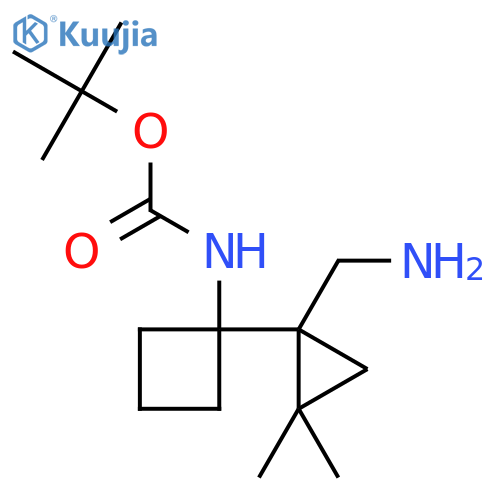 tert-butyl N-{1-1-(aminomethyl)-2,2-dimethylcyclopropylcyclobutyl}carbamate structure
