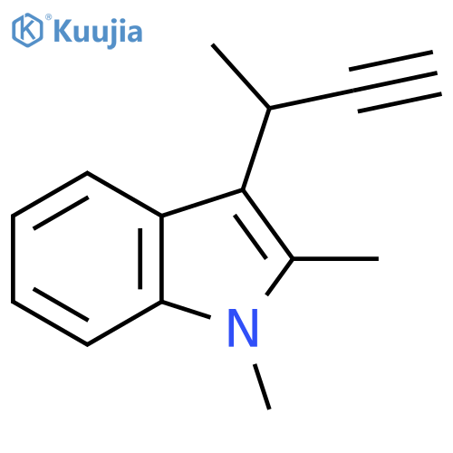 3-(but-3-yn-2-yl)-1,2-dimethyl-1H-indole structure