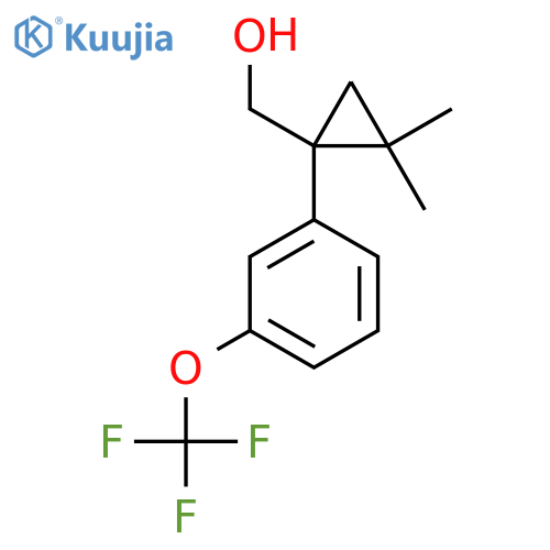 {2,2-dimethyl-1-3-(trifluoromethoxy)phenylcyclopropyl}methanol structure