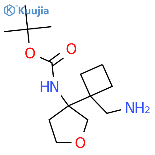 tert-butyl N-{3-1-(aminomethyl)cyclobutyloxolan-3-yl}carbamate structure