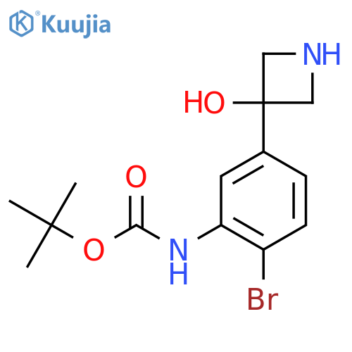 tert-butyl N-2-bromo-5-(3-hydroxyazetidin-3-yl)phenylcarbamate structure