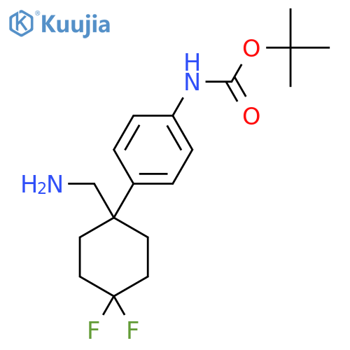 tert-butyl N-{4-1-(aminomethyl)-4,4-difluorocyclohexylphenyl}carbamate structure