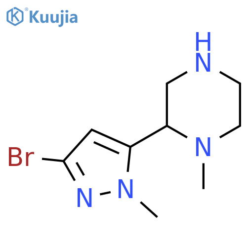 2-(3-bromo-1-methyl-1H-pyrazol-5-yl)-1-methylpiperazine structure
