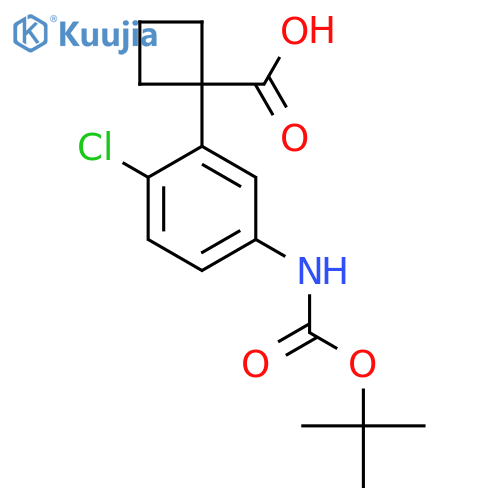 1-(5-{(tert-butoxy)carbonylamino}-2-chlorophenyl)cyclobutane-1-carboxylic acid structure