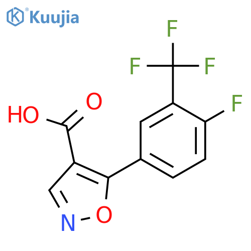 5-[4-Fluoro-3-(trifluoromethyl)phenyl]-1,2-oxazole-4-carboxylic acid structure