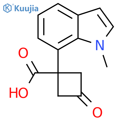 1-(1-methyl-1H-indol-7-yl)-3-oxocyclobutane-1-carboxylic acid structure