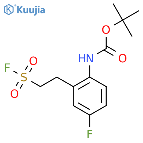 tert-butyl N-{4-fluoro-2-2-(fluorosulfonyl)ethylphenyl}carbamate structure