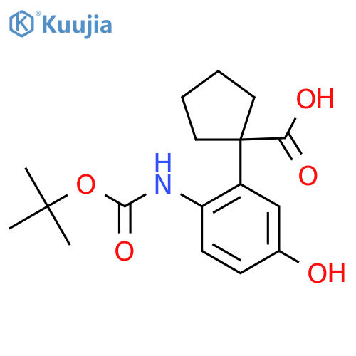 1-(2-{(tert-butoxy)carbonylamino}-5-hydroxyphenyl)cyclopentane-1-carboxylic acid structure