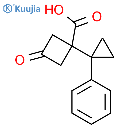 3-oxo-1-(1-phenylcyclopropyl)cyclobutane-1-carboxylic acid structure