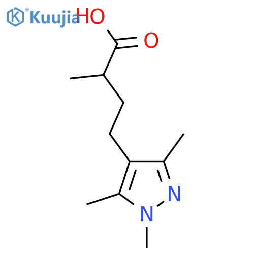 2-methyl-4-(trimethyl-1H-pyrazol-4-yl)butanoic acid structure