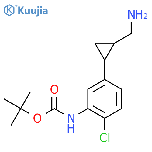 tert-butyl N-{5-2-(aminomethyl)cyclopropyl-2-chlorophenyl}carbamate structure
