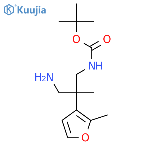 tert-butyl N-3-amino-2-methyl-2-(2-methylfuran-3-yl)propylcarbamate structure