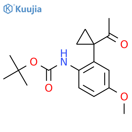 tert-butyl N-2-(1-acetylcyclopropyl)-4-methoxyphenylcarbamate structure