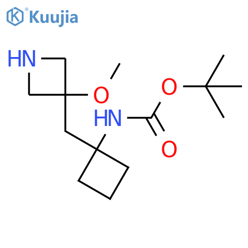 tert-butyl N-{1-(3-methoxyazetidin-3-yl)methylcyclobutyl}carbamate structure