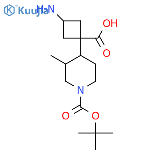 3-amino-1-{1-(tert-butoxy)carbonyl-3-methylpiperidin-4-yl}cyclobutane-1-carboxylic acid structure
