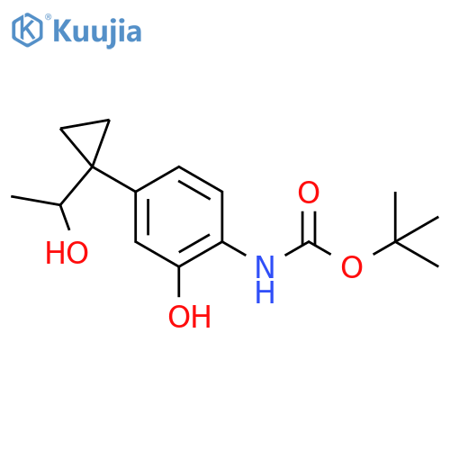 tert-butyl N-{2-hydroxy-4-1-(1-hydroxyethyl)cyclopropylphenyl}carbamate structure