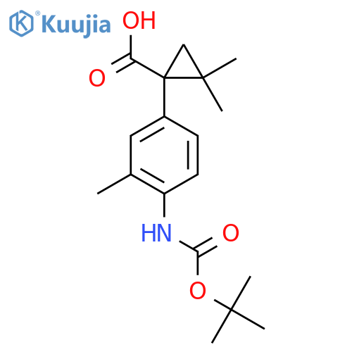 1-(4-{(tert-butoxy)carbonylamino}-3-methylphenyl)-2,2-dimethylcyclopropane-1-carboxylic acid structure