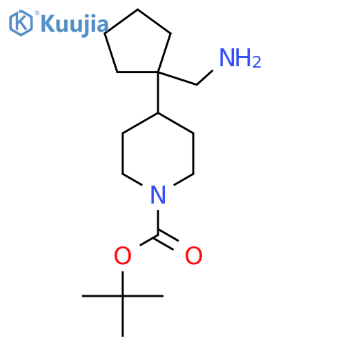 tert-butyl 4-1-(aminomethyl)cyclopentylpiperidine-1-carboxylate structure