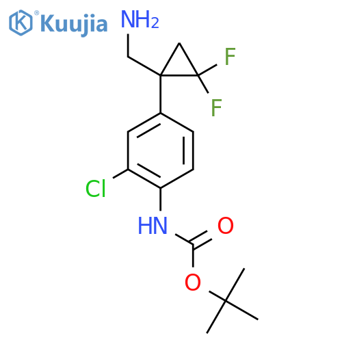 tert-butyl N-{4-1-(aminomethyl)-2,2-difluorocyclopropyl-2-chlorophenyl}carbamate structure