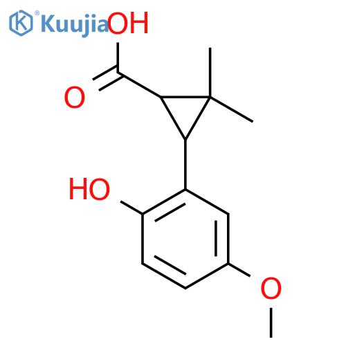 3-(2-hydroxy-5-methoxyphenyl)-2,2-dimethylcyclopropane-1-carboxylic acid structure