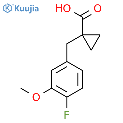 1-(4-fluoro-3-methoxyphenyl)methylcyclopropane-1-carboxylic acid structure