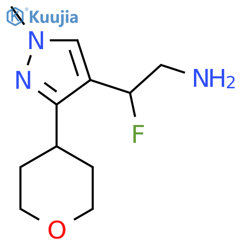 2-fluoro-2-1-methyl-3-(oxan-4-yl)-1H-pyrazol-4-ylethan-1-amine structure