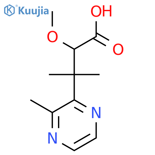 2-methoxy-3-methyl-3-(3-methylpyrazin-2-yl)butanoic acid structure