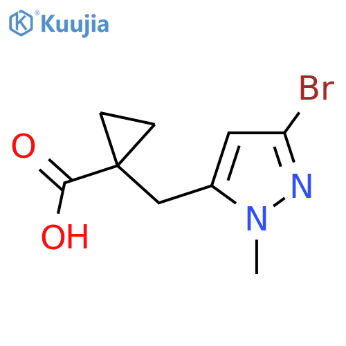 1-(3-bromo-1-methyl-1H-pyrazol-5-yl)methylcyclopropane-1-carboxylic acid structure