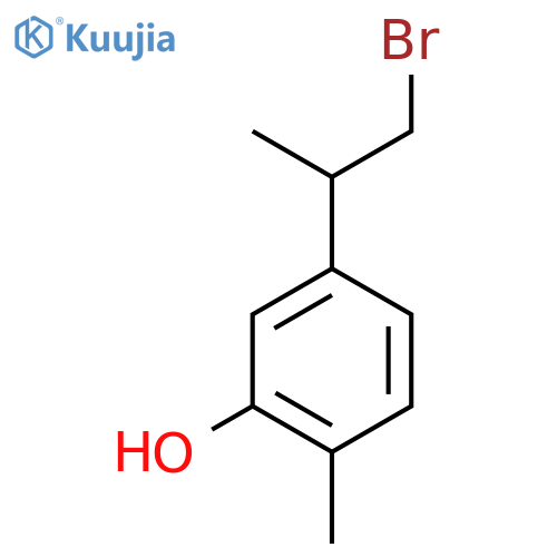 5-(1-bromopropan-2-yl)-2-methylphenol structure