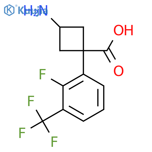 3-amino-1-2-fluoro-3-(trifluoromethyl)phenylcyclobutane-1-carboxylic acid structure