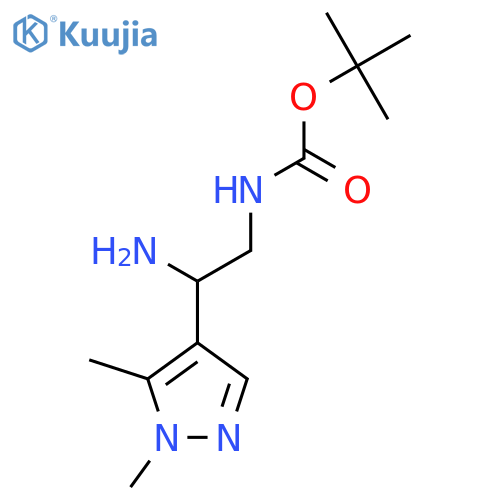tert-butyl N-2-amino-2-(1,5-dimethyl-1H-pyrazol-4-yl)ethylcarbamate structure