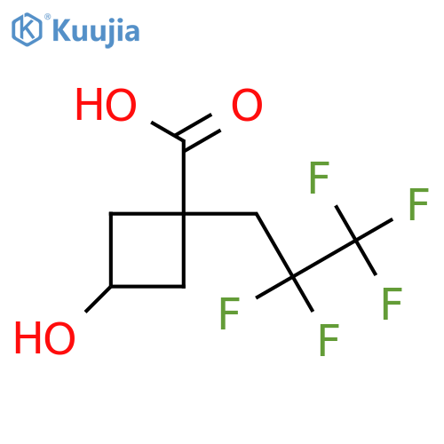3-hydroxy-1-(2,2,3,3,3-pentafluoropropyl)cyclobutane-1-carboxylic acid structure