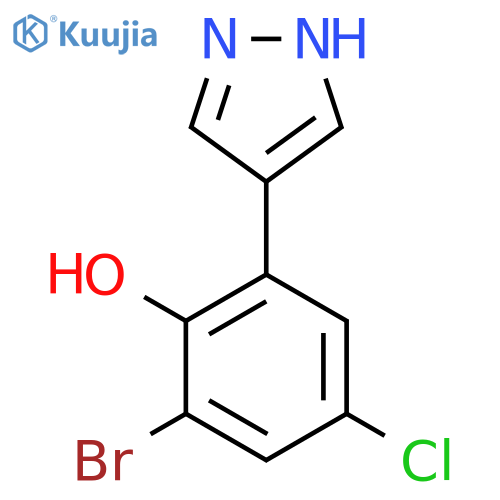 2-bromo-4-chloro-6-(1H-pyrazol-4-yl)phenol structure