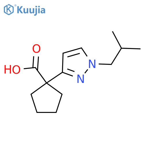 1-1-(2-methylpropyl)-1H-pyrazol-3-ylcyclopentane-1-carboxylic acid structure