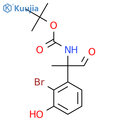 tert-butyl N-2-(2-bromo-3-hydroxyphenyl)-1-oxopropan-2-ylcarbamate structure