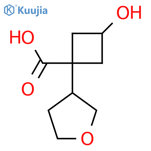3-hydroxy-1-(oxolan-3-yl)cyclobutane-1-carboxylic acid structure