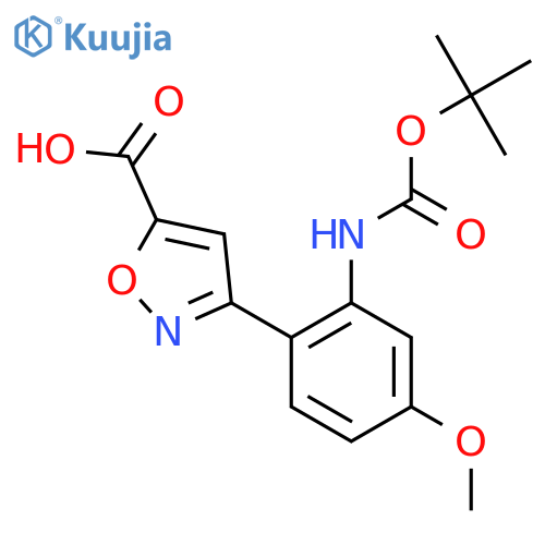 3-(2-{(tert-butoxy)carbonylamino}-4-methoxyphenyl)-1,2-oxazole-5-carboxylic acid structure