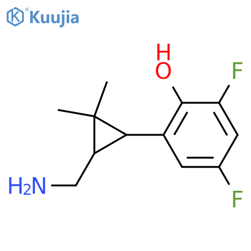 2-3-(aminomethyl)-2,2-dimethylcyclopropyl-4,6-difluorophenol structure