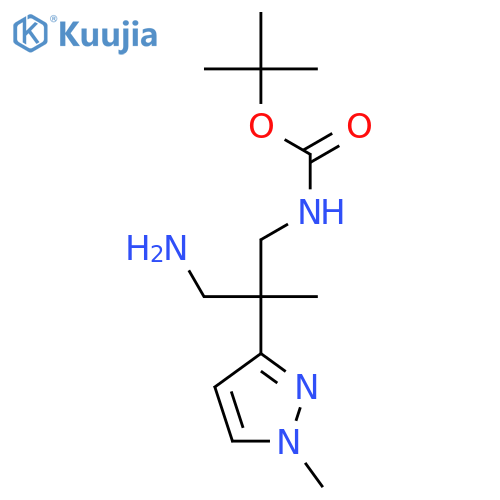 tert-butyl N-3-amino-2-methyl-2-(1-methyl-1H-pyrazol-3-yl)propylcarbamate structure