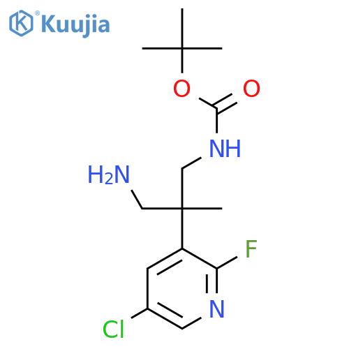 tert-butyl N-3-amino-2-(5-chloro-2-fluoropyridin-3-yl)-2-methylpropylcarbamate structure