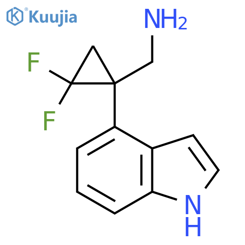 2,2-difluoro-1-(1H-indol-4-yl)cyclopropylmethanamine structure